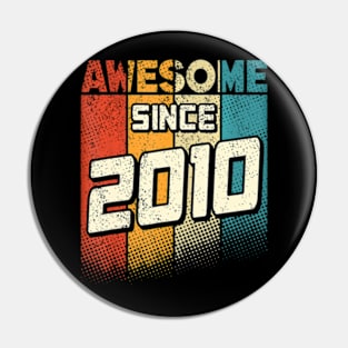 Awesome Since 2010 14 Yo Retro 14Th Birthday Boy Pin