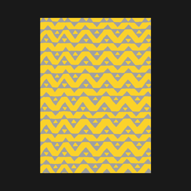 Mustard Yellow Grey Chevron Triangles Pattern by dreamingmind