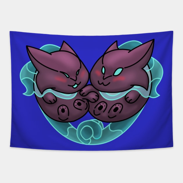 Space Cat Buddies Tapestry by HauntedByCatra