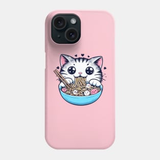 Noodles eated by Kawaii Cat Phone Case