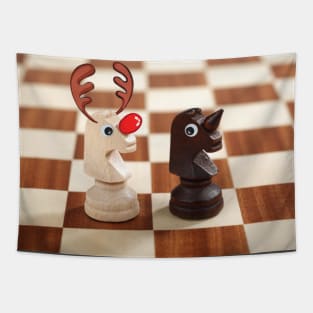 Christmas Reindeer Chess Pieces Tapestry