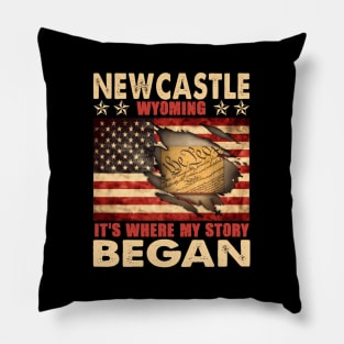 Newcastle Wyoming Usa Flag 4Th Of July Pillow