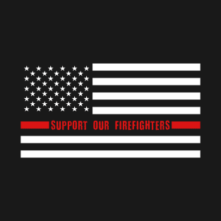 Support Our Firefighters Red Line US Flag T-Shirt