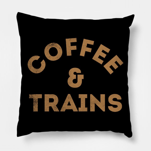 Coffee & Trains Pillow by cowyark rubbark