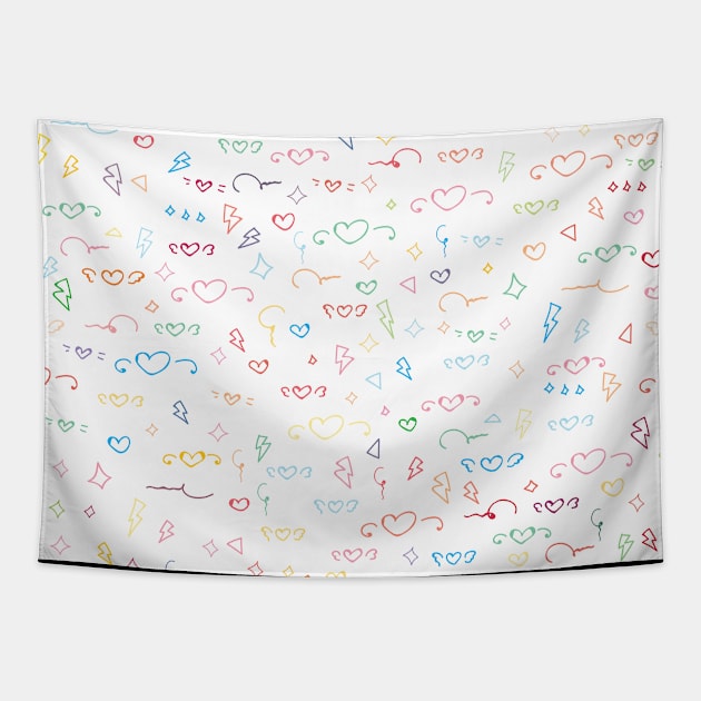 Cute Hearts Doodle Art Tapestry by labatchino