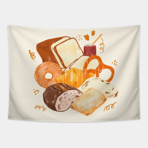 bread lovers Tapestry by piyo.studio