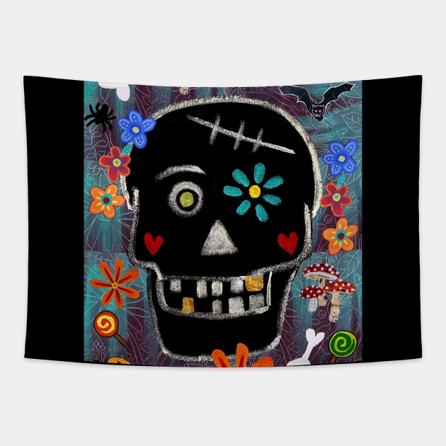 Halloween Skull Tapestry by MagaliModoux