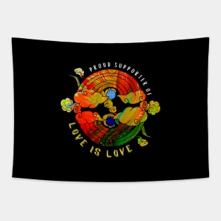 Proud Supporter of Love is Love Rainbows - Dark Neon Gems Tapestry