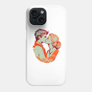 Sweet Cute Couple Kissing Color Phone Case