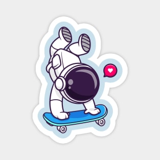 Cute Astronaut Playing Skateboard Cartoon Magnet