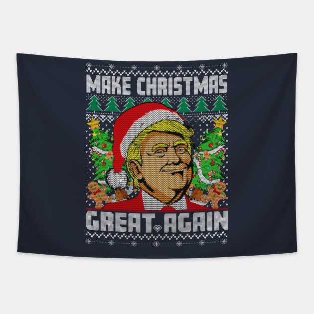 Funny Trump Make Christmas Great Again Ugly Sweaters Xmas Tapestry by wizardwenderlust