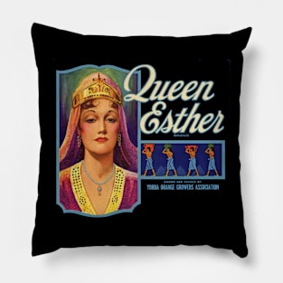 Queen Esther Brand Oranges Vintage Label Pillow