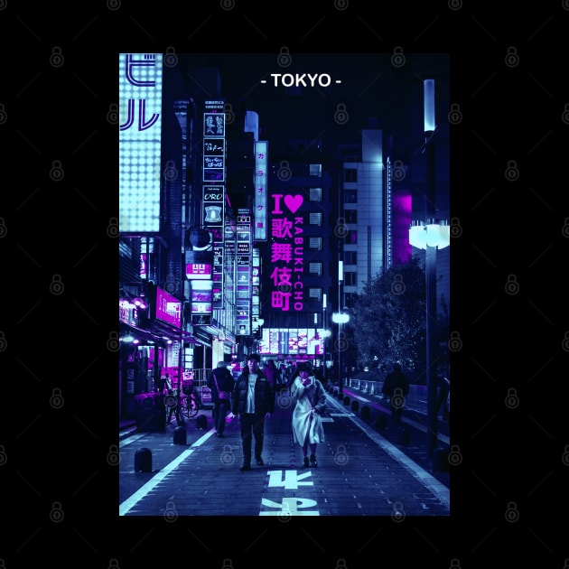 Tokyo Street Neon Synthwave by JeffDesign