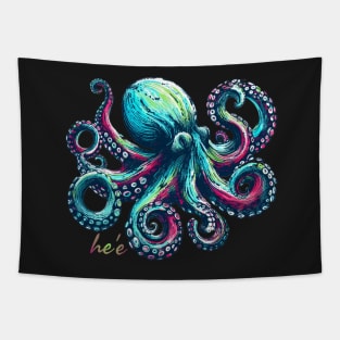 Vivid Colors Octopus - He'e in Hawaiian Tapestry