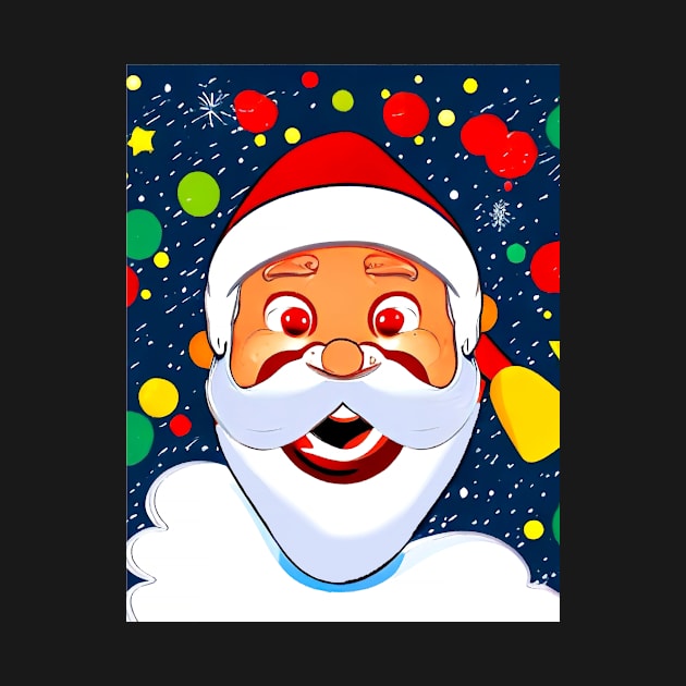 Funny Laughing Santa Claus. Blue Background by funfun