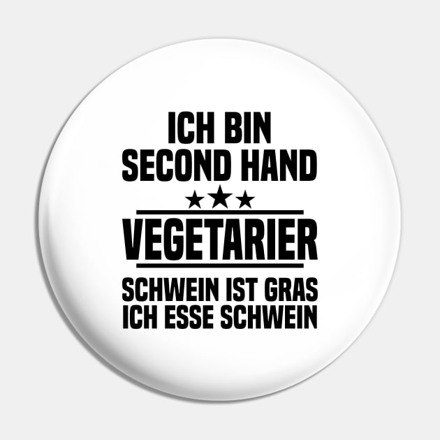 Second Hand Vegetarian Pig Barbecue Gift Pin by Jackys Design Room