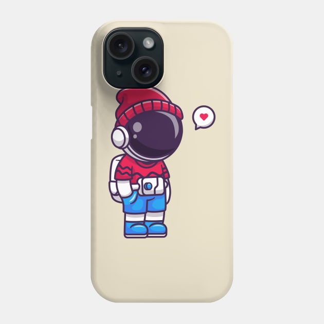 Cute Cool Astronaut Wearing Beanie Hat Cartoon Phone Case by Catalyst Labs