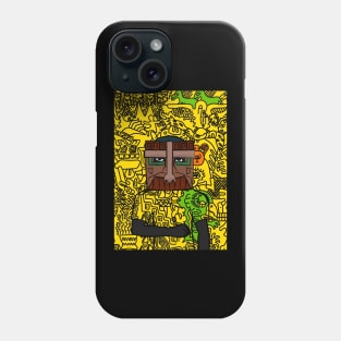 Personalized Digital Collectible - Character with MaleMask, HawaiianEye Color, and DarkSkin on TeePublic Phone Case