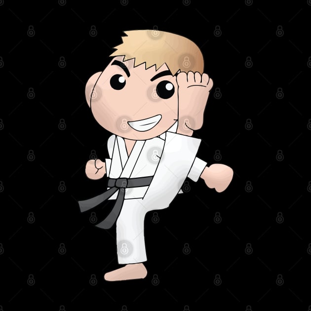 Karate Boy Kick Kawaii Male Anime Cartoon Character by CoolFactorMerch