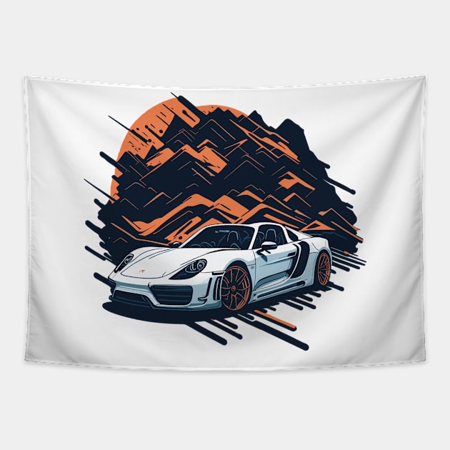 Porsche 918 Spyder Vintage Car Tapestry by Cruise Dresses