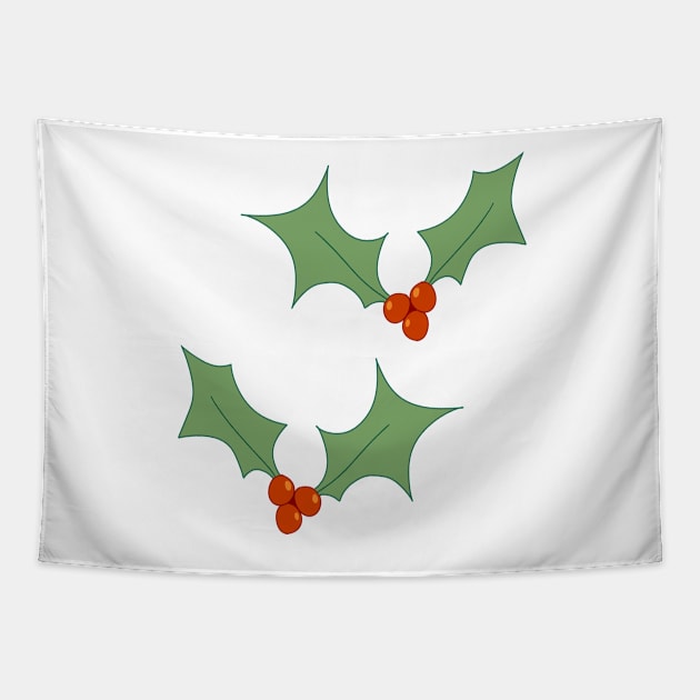 Deck the halls with boughs of holly (white background) Tapestry by diffrances