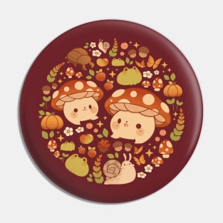 Mushroom and frog fall Pin