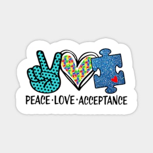 Peace Love Acceptance Autism Mental Health Awareness Magnet