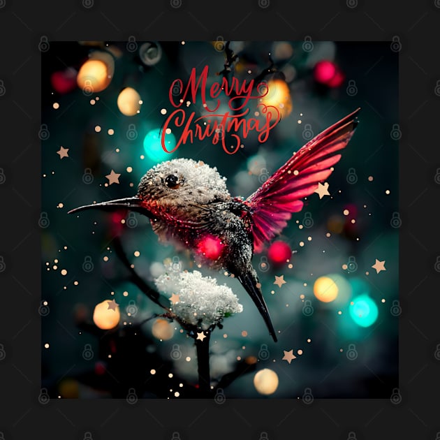 Merry Christmas - holiday hummingbird for nature lover by Design-by-Evita