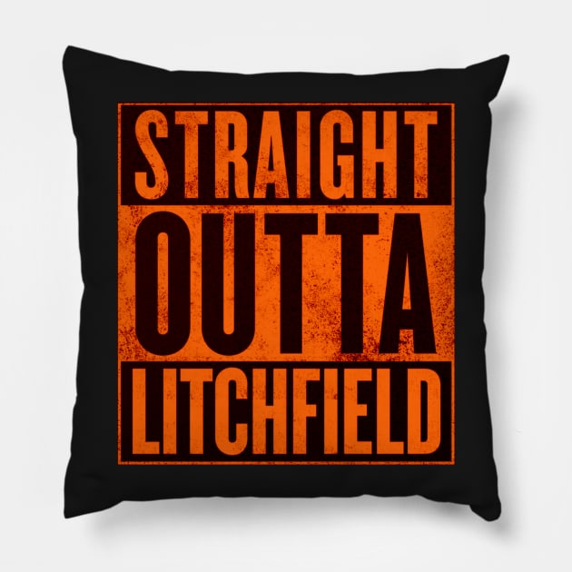 straight outta litchfield Pillow by claudiolemos