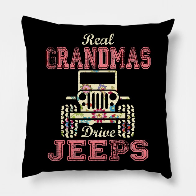 Real Grandmas Drive Jeeps Cute Flower Jeep Floral Jeeps Women/Kid Jeep Lover Jeep Girl Pillow by Nancie