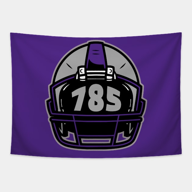 Retro Football Helmet 785 Area Code Manhattan Kansas Football Tapestry by SLAG_Creative