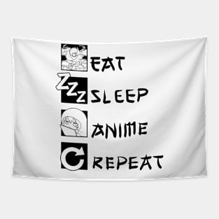 Eat Sleep Anime Repeat Tapestry