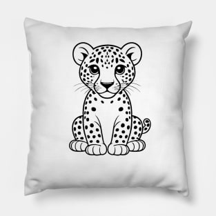 Cute Baby Jaguar Animal Outline Pillow