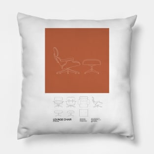 Eames Lounge Chair Poster Mid Century Design - Minimal Design - Charles an Ray Eames Pillow