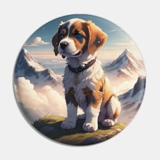 Cute dog on mountain Pin