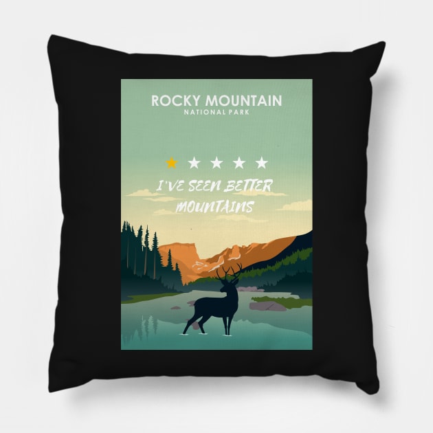 Rocky Mountain National Park One Star Review Subpar Travel Poster Pillow by jornvanhezik