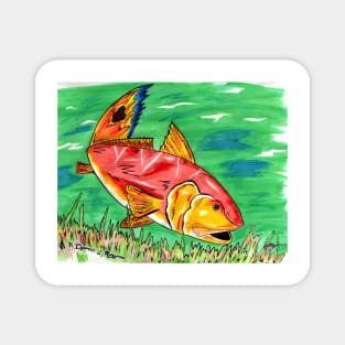 Redfish Dreaming - Fish Art Magnet