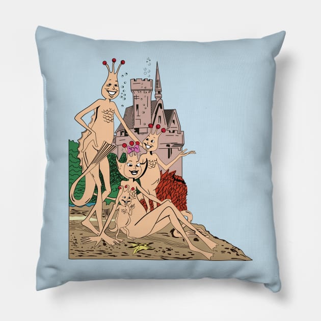 Retro Sea Monkeys Pillow by jimmyjames