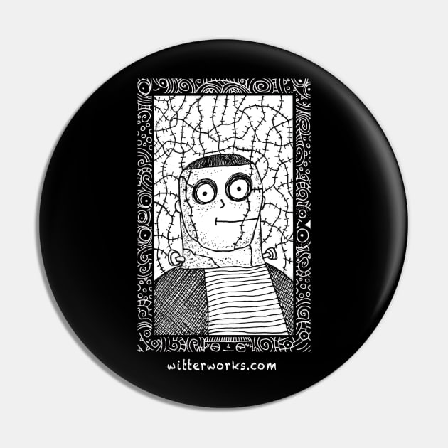 Frankenstein Monster Portrait Pin by witterworks