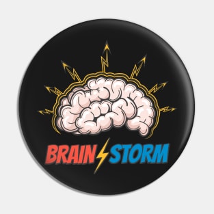 Hand Drawn Emblem of the thinking process, brainstorming, good idea, brain activity, insight. Pin