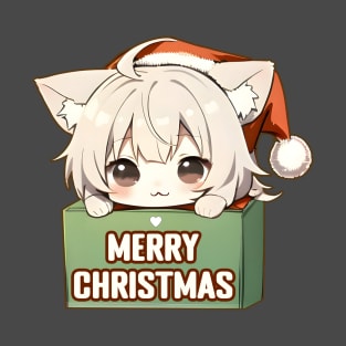 Anime Box Cat Merry Christmas T-Shirt