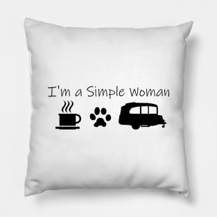 Airstream Basecamp "I'm a Simple Woman" - Coffee, Cats & Basecamp T-Shirt Pillow