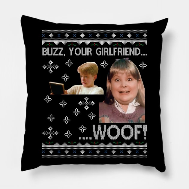 Home Alone Buzz Your Girlfriend Wood Christmas Pillow by Nova5