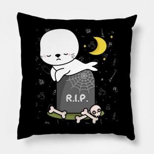 Cute baby seal Trick or treat Funny cute mummy Halloween cute scary little ghost Pillow