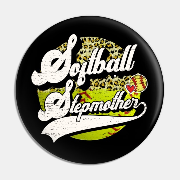 Softball Stepmother Vintage Leopard Softball Family Matching Pin by Wonder man 