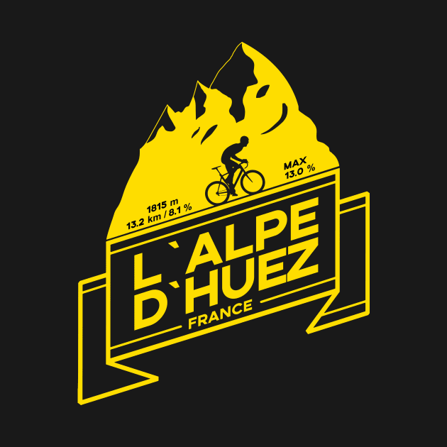 L'Alpe D'Huez Road Cycling Mountain Climb by Dreamy Panda Designs