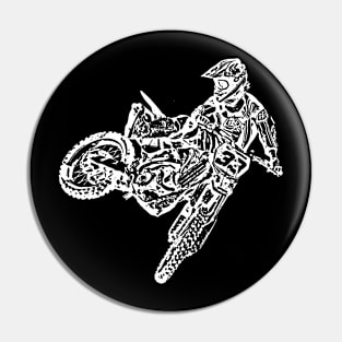 33 Motocross Jumping White Sketch Art Pin