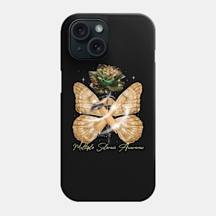 Multiple Sclerosis Awareness Rose Butterfly Orange Ribbon Phone Case