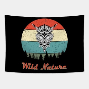 Wild Nature Owl Abstract Sunset Tapestry