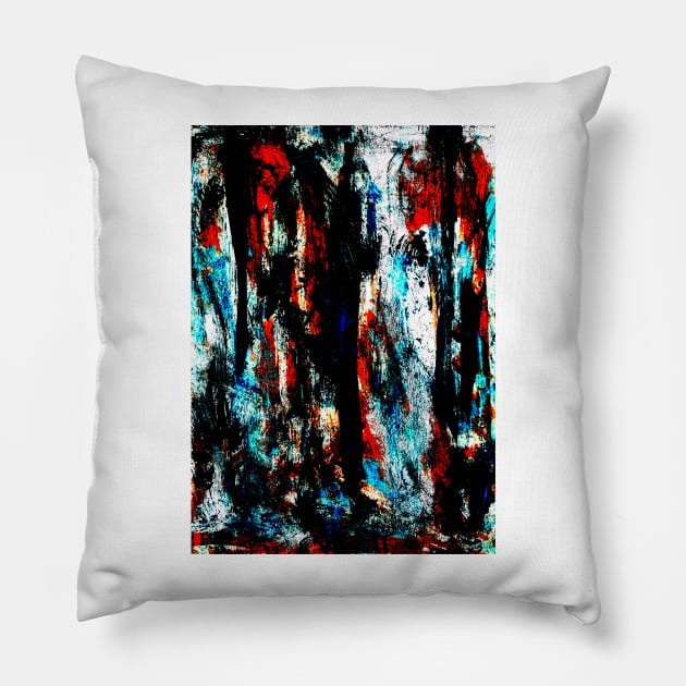 "Fighting Over Nothing" - Angry Expressive Painting Original Art Abstract Artwork Blue Red Black White Real Paint Brush Stroke Textured Wall Art Pillow by pngrktes-art